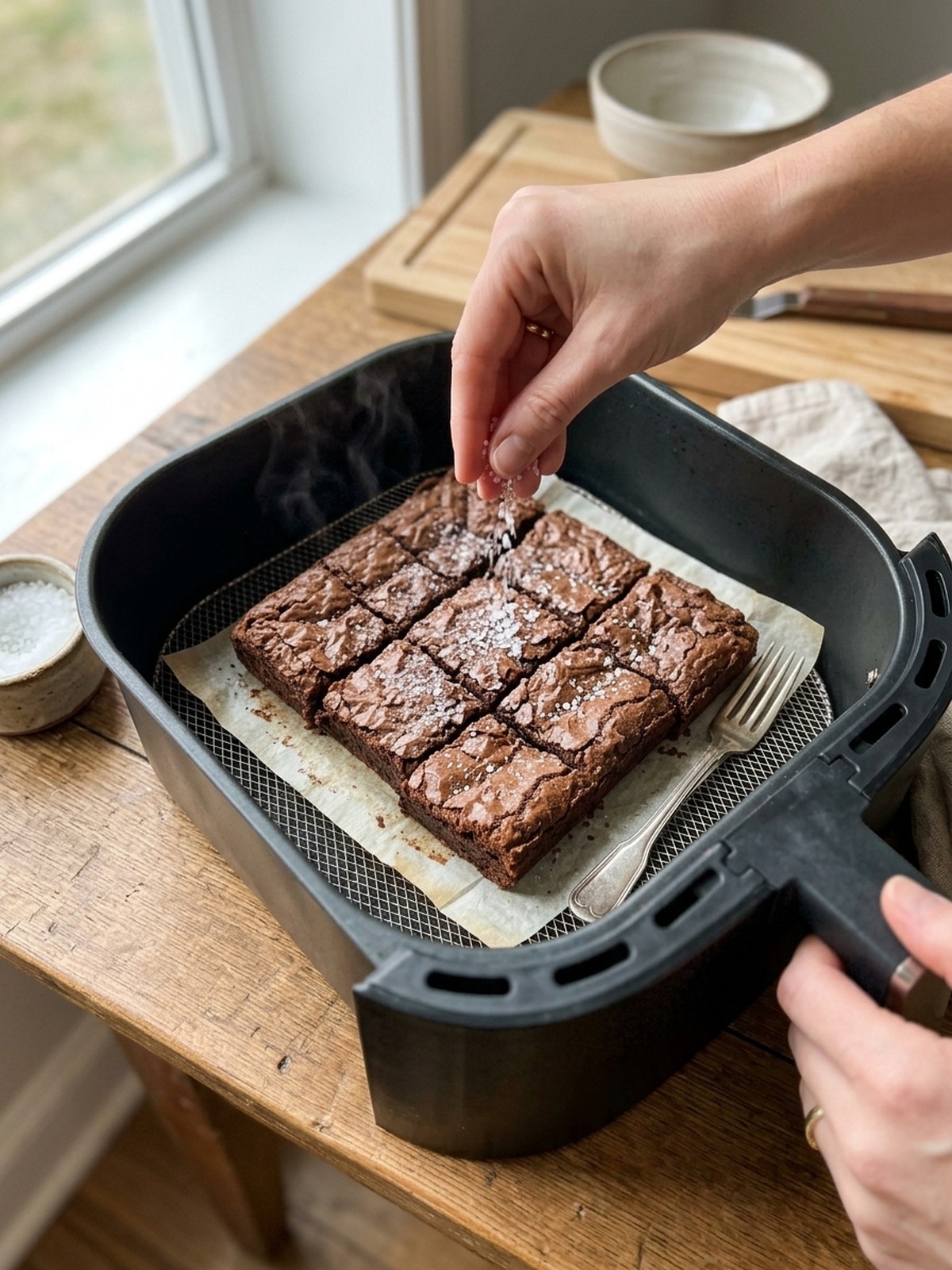 Step by step air fryer preparation of Air Fryer Brownies
