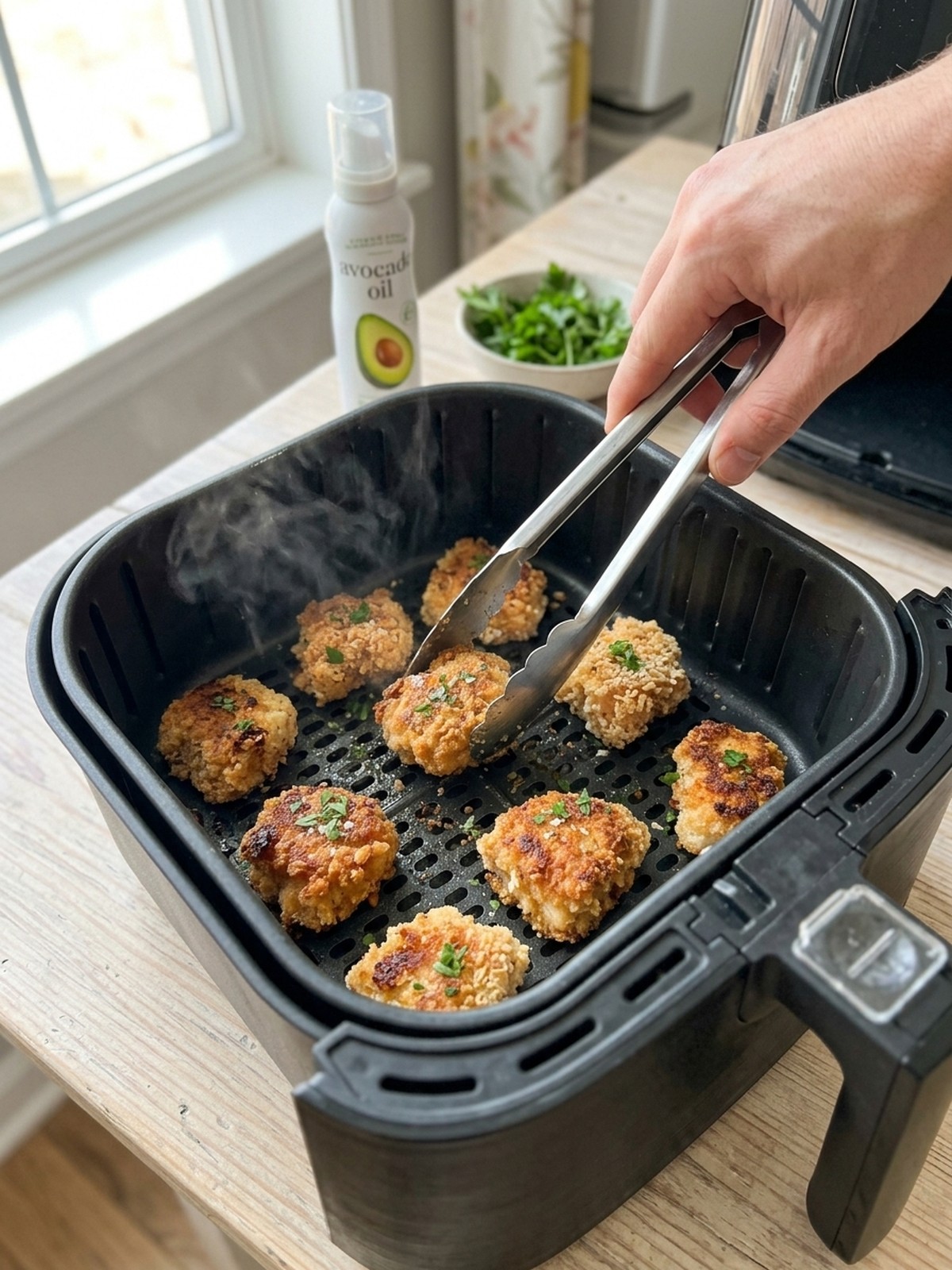 Step by step air fryer preparation of Air Fryer Chicken Bites