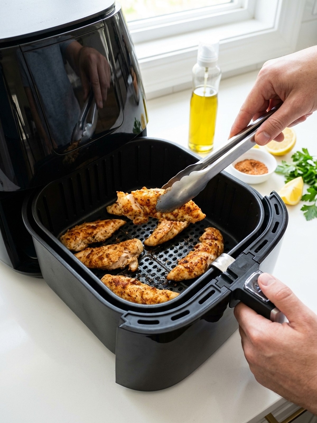Step by step air fryer preparation of Air Fryer Chicken Tenders