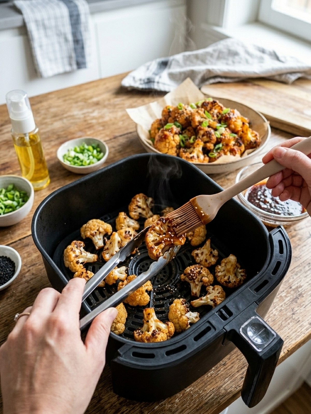 Step by step air fryer preparation of Air Fryer Korean Cauliflower