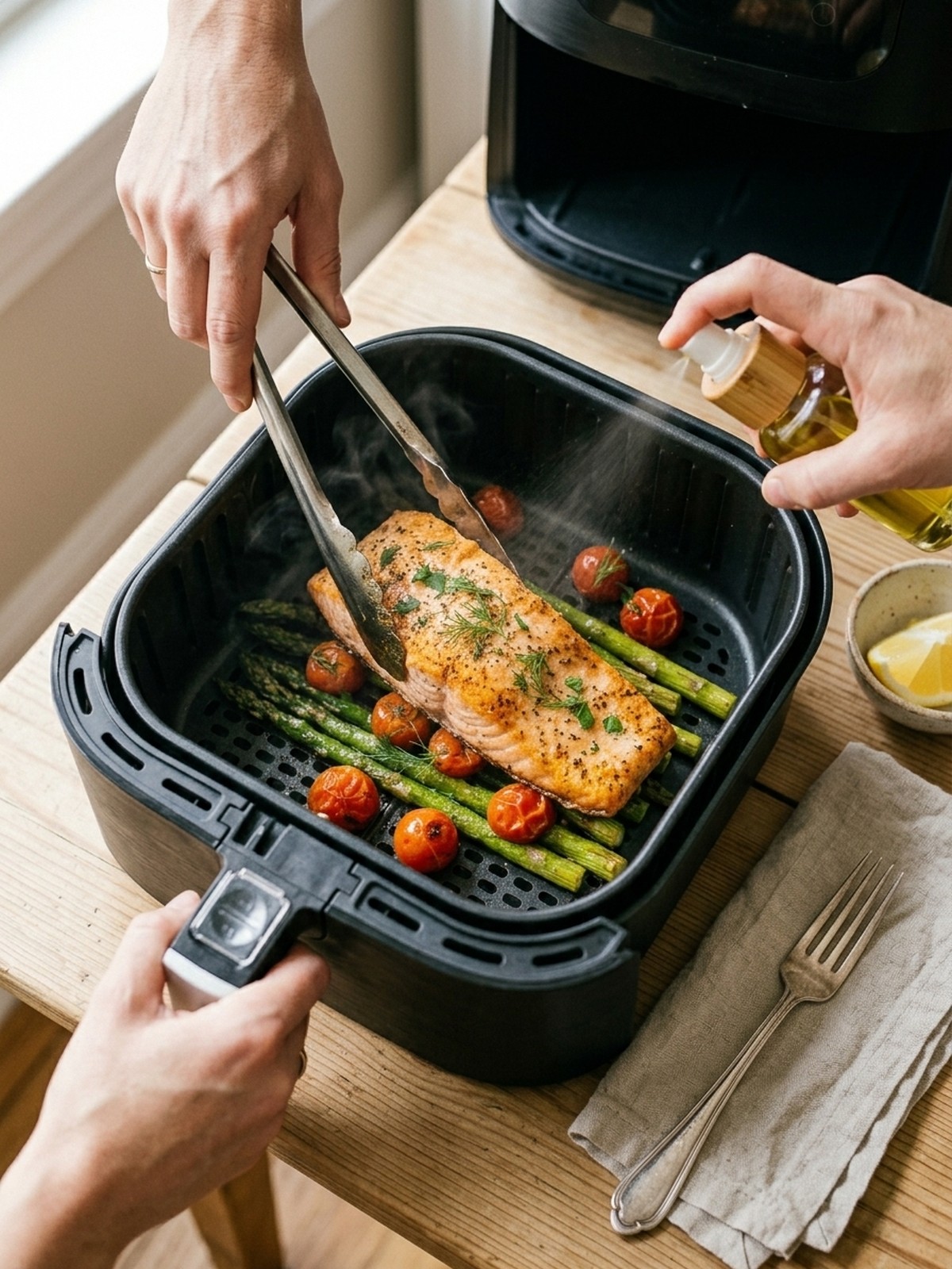 Step by step air fryer preparation of Air Fryer Salmon