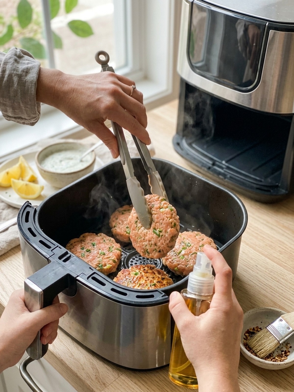 Step by step air fryer preparation of Air Fryer Salmon Patties