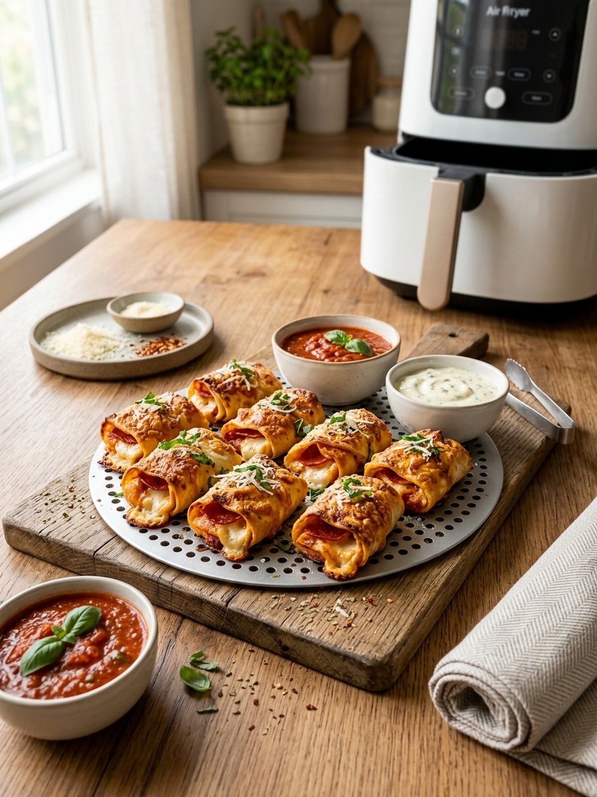Serving and variation ideas for Air Fryer Tortilla Pizza Rolls